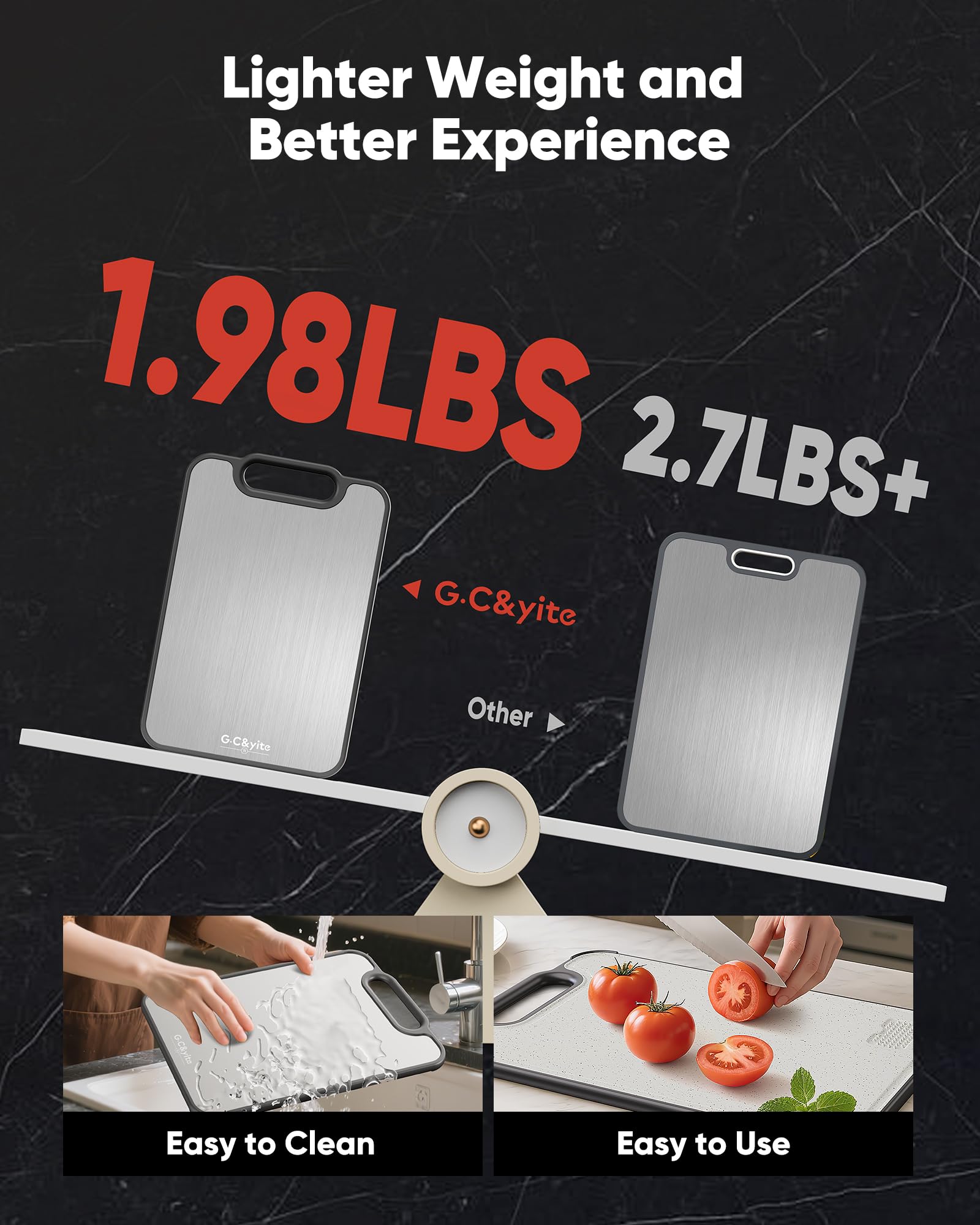 G.C&yite titanium cutting board juice groove keeps counters clean