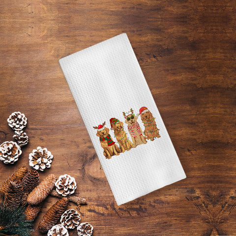 GCFET Golden Retriever waffle towel in a kitchen setup showcasing decorative charm