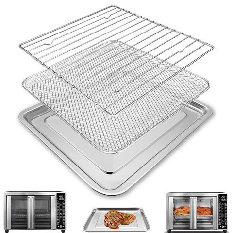 GCQFZ air fryer basket for toaster oven in stainless steel, safe for cooking
