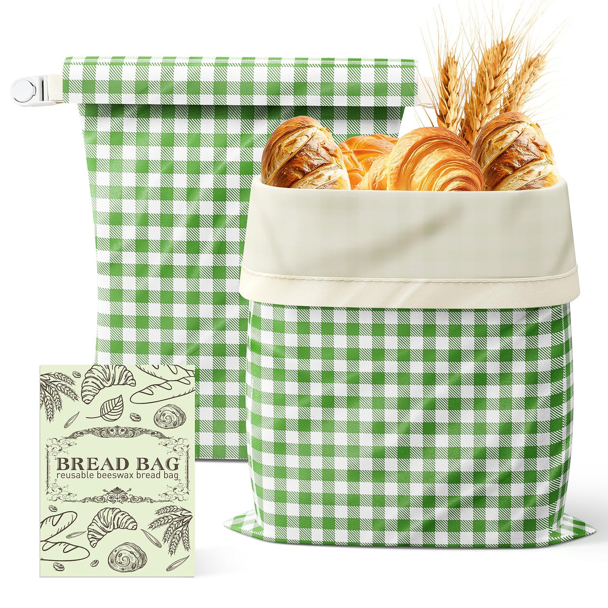 GCTGCT large beeswax bread bags show 13x17 size, designed to keep sourdough moist and fresh
