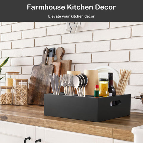 GCWSTJK wooden utensil holder on kitchen countertop for organized prep