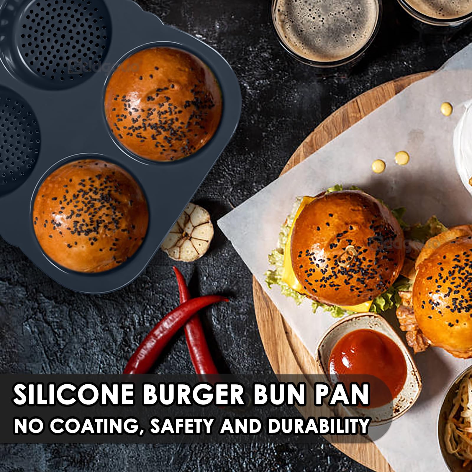GDDGCUO 4-inch cavities create uniform bun sizes for precise baking