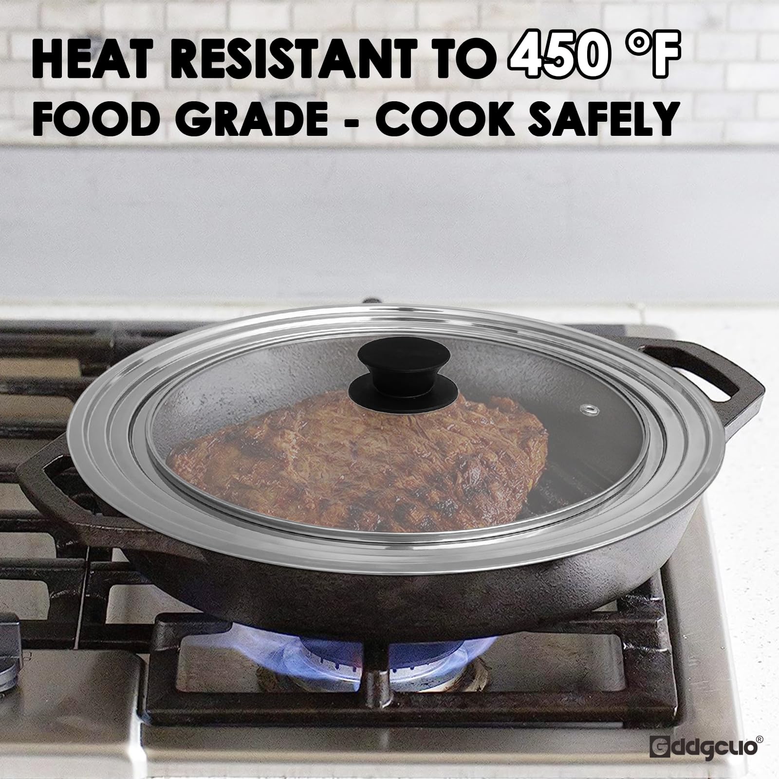 GDDGCUO glass lid provides clear visibility while cooking large pots