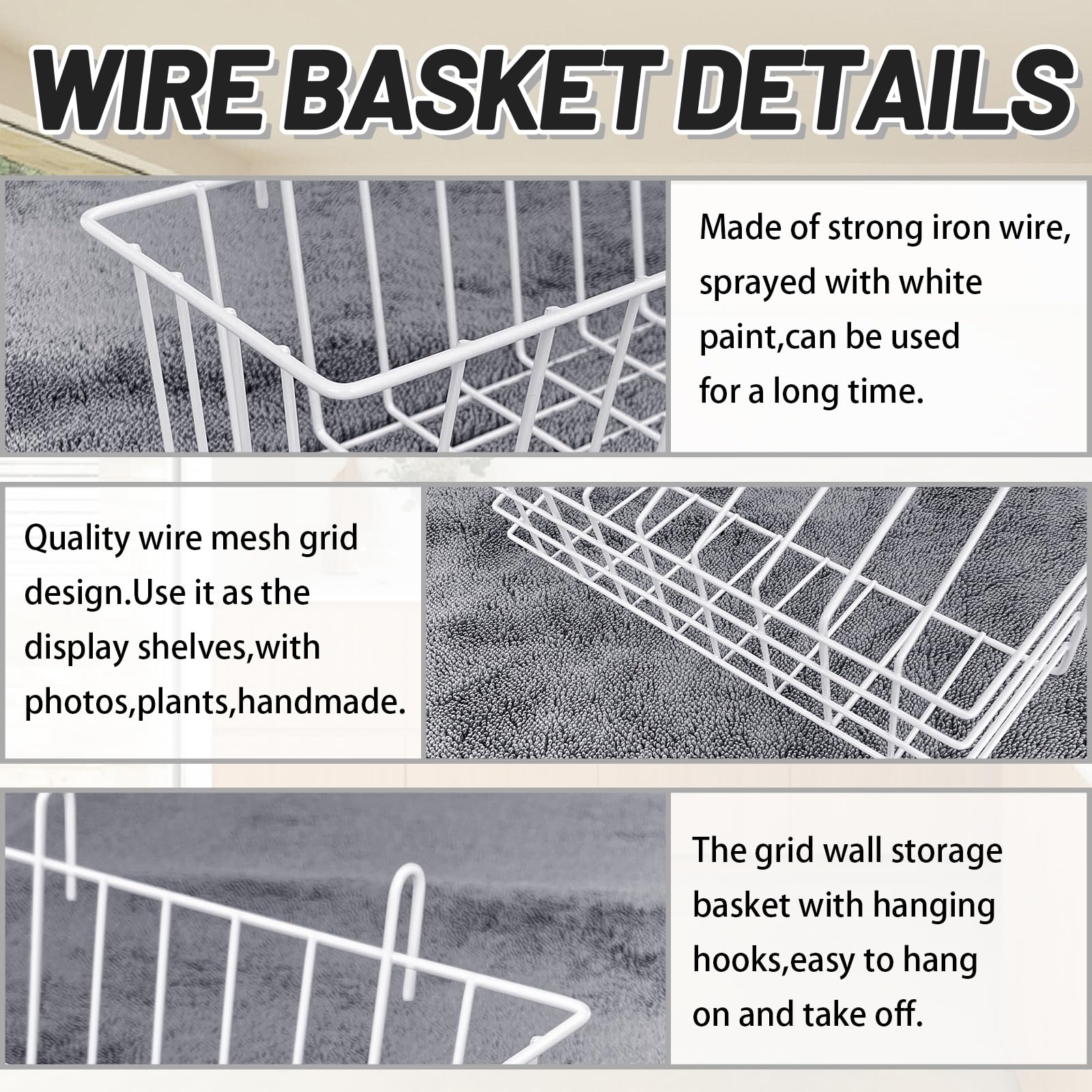 Gddochn hanging basket with hooks enables quick wall mounting