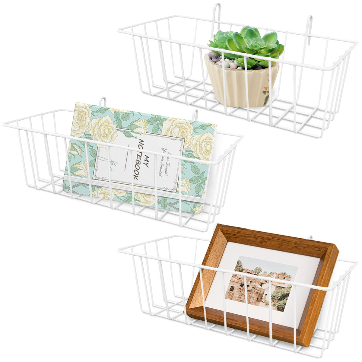 Gddochn three-piece wall-hanging wire baskets for compact kitchen organization