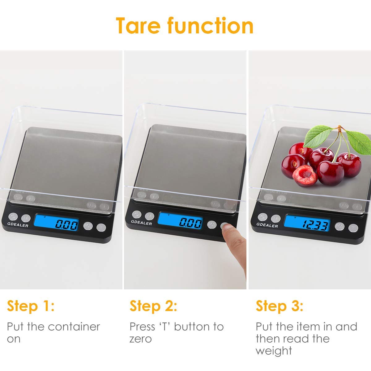 GDEALER scale tare function to zero containers quickly