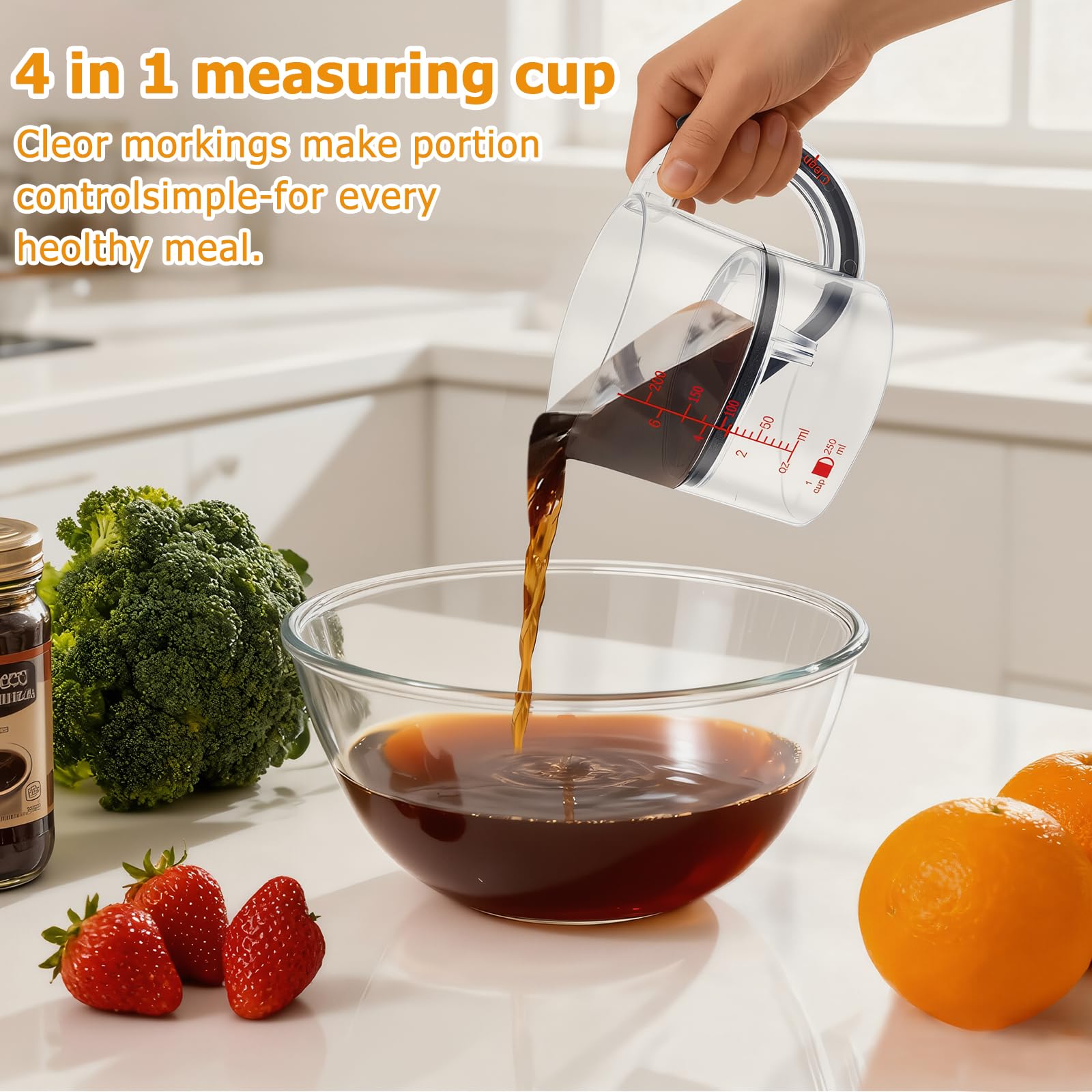 GDGJWL dual ml oz markings ensure accurate, easy-to-read measurements.