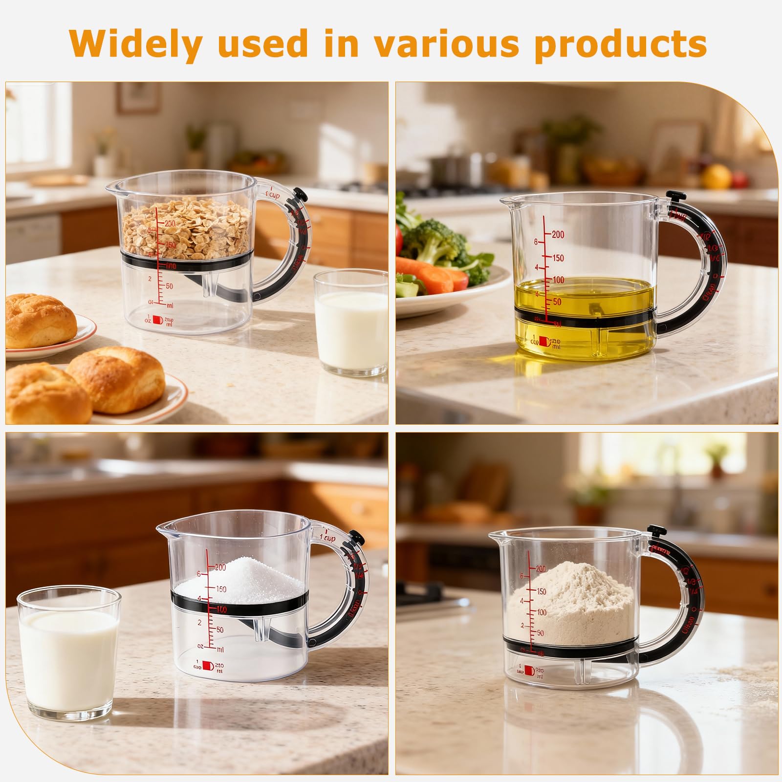 GDGJWL versatile 4-in-1 tool replaces several measuring cups in one.
