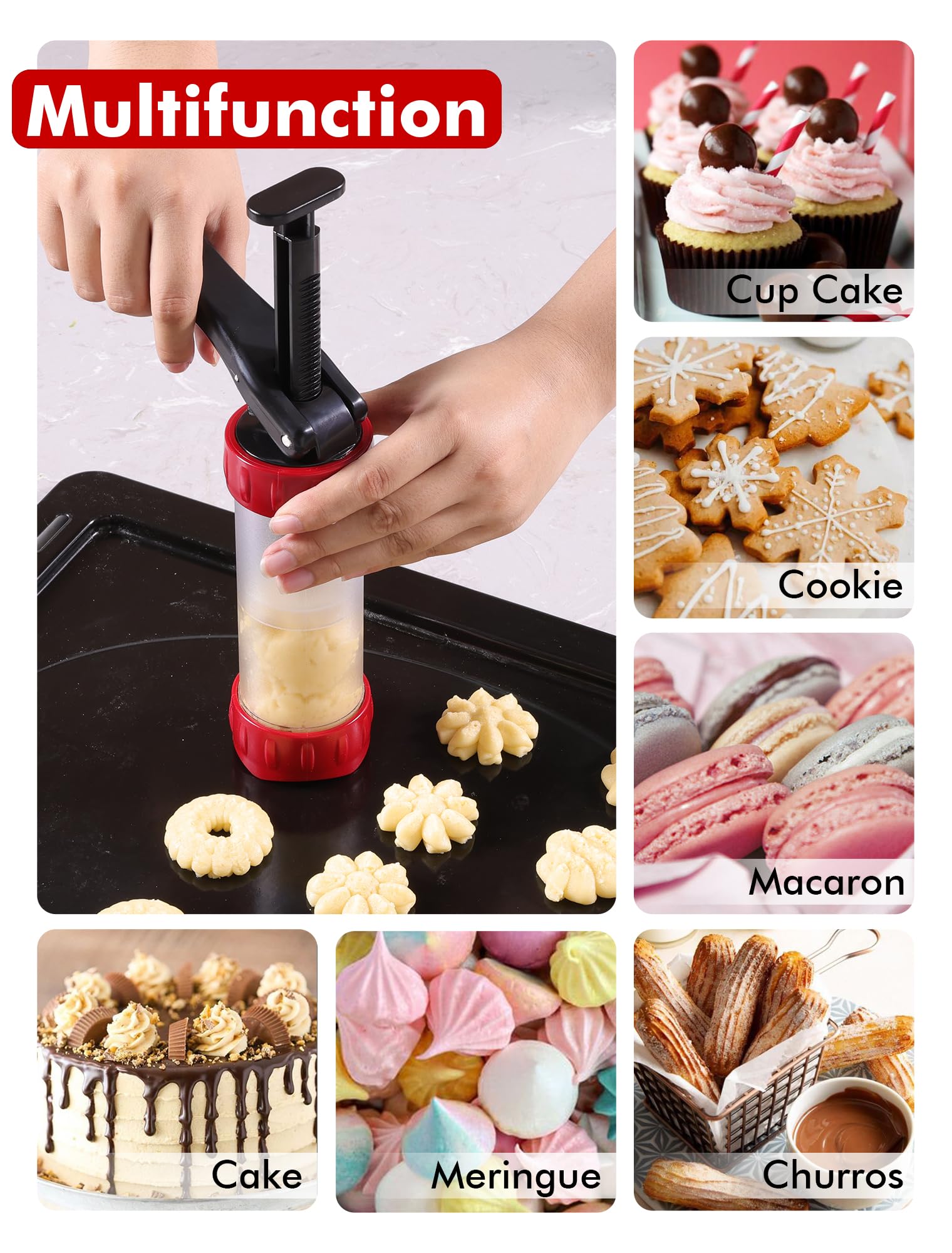 GDL cookie press set large tube handles bigger batches