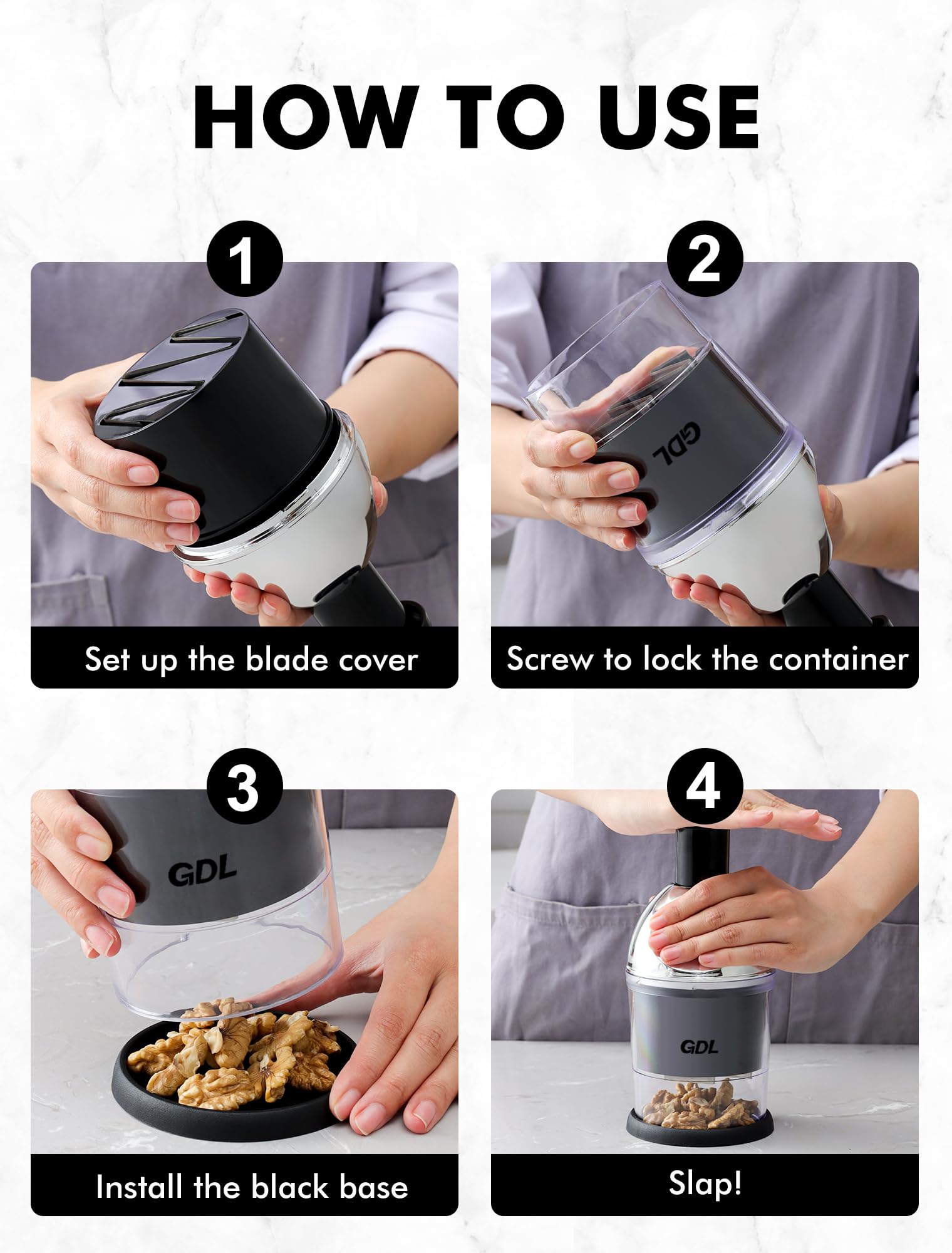 GDL Food Chopper easy clean removable parts simplify cleanup