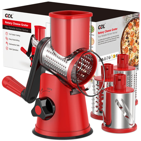 GDL rotary cheese grater base provides stable, safe prep on the counter.