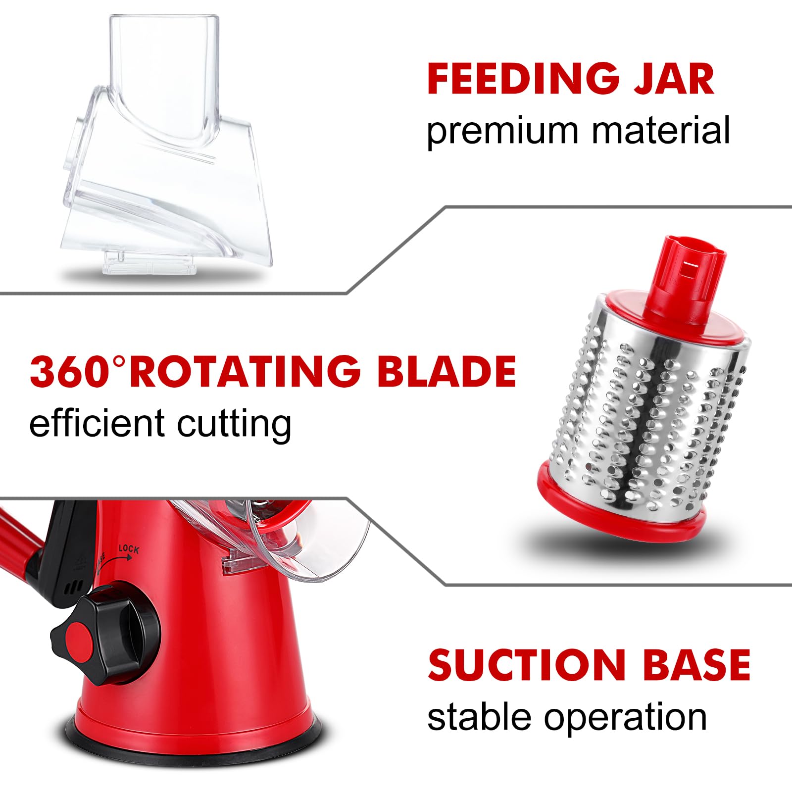 GDL rotary grater drum fine shred blade for delicate grate results.