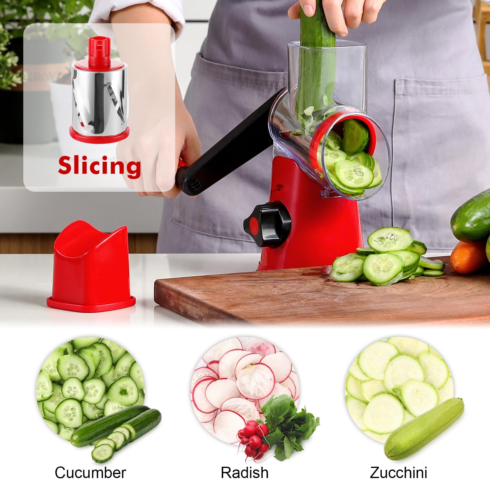 GDL rotary grater drum slicing blade creates thin, consistent slices.