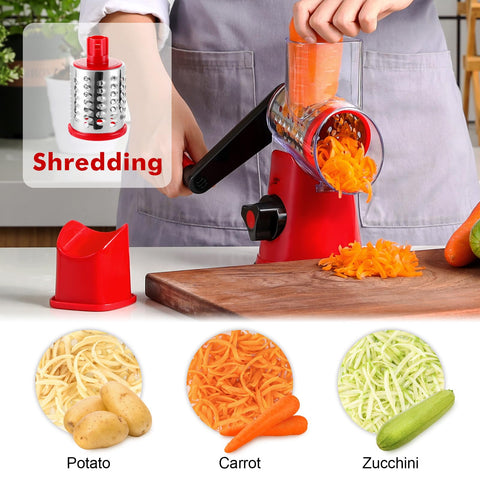 GDL rotary grater three-blade drum set enables versatile slicing and shredding.