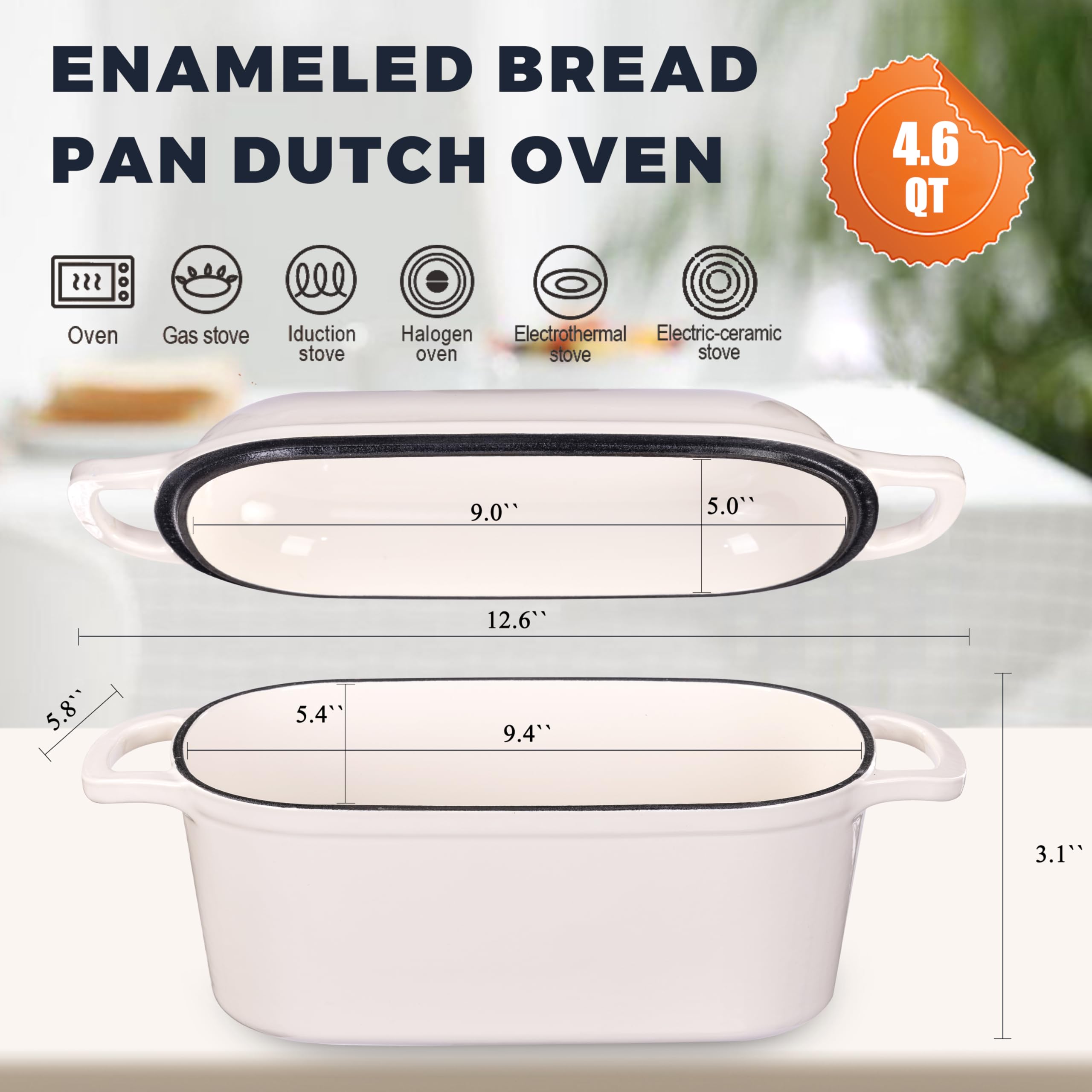 GdnWings enameled cast iron bread pan highlights durable finish