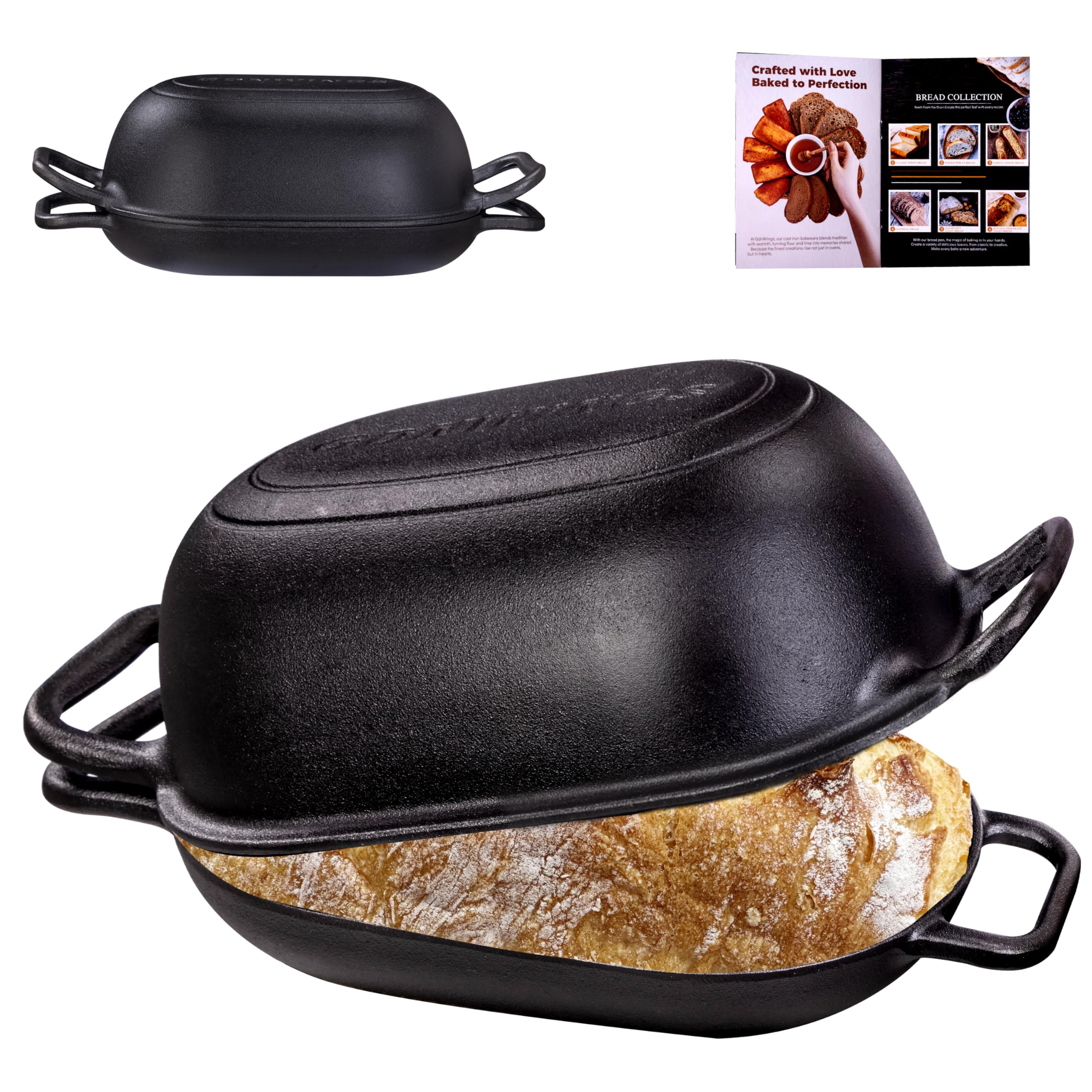 GdnWings oval Dutch oven front view shows even heat for crusty bread.