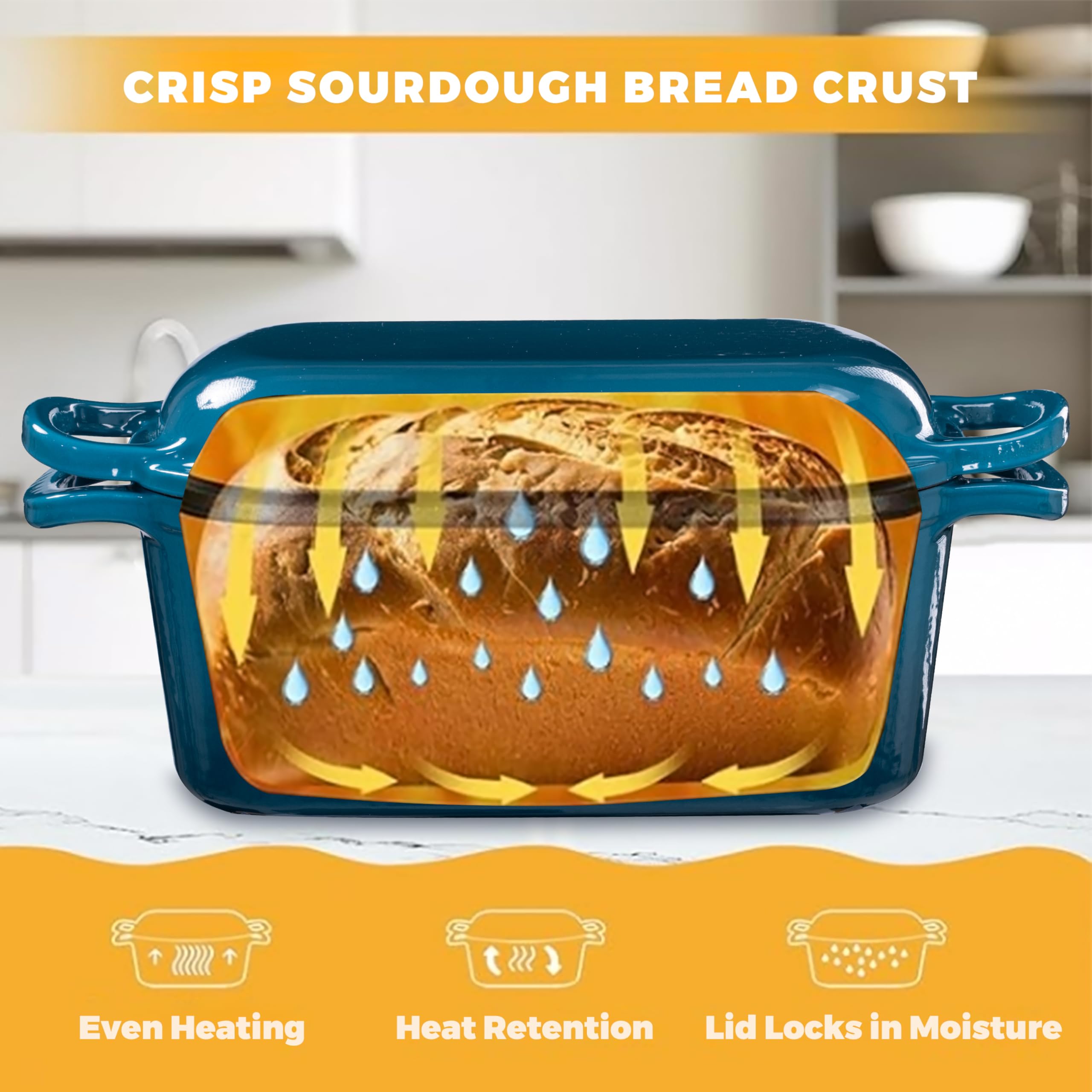 GdnWings teal Dutch oven oval shape, ideal for batards and boules.