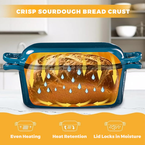 GdnWings teal Dutch oven oval shape, ideal for batards and boules.