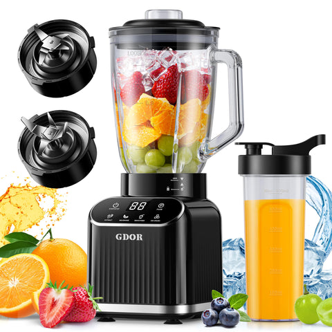GDOR Blender full assembly on the counter for quick smoothies