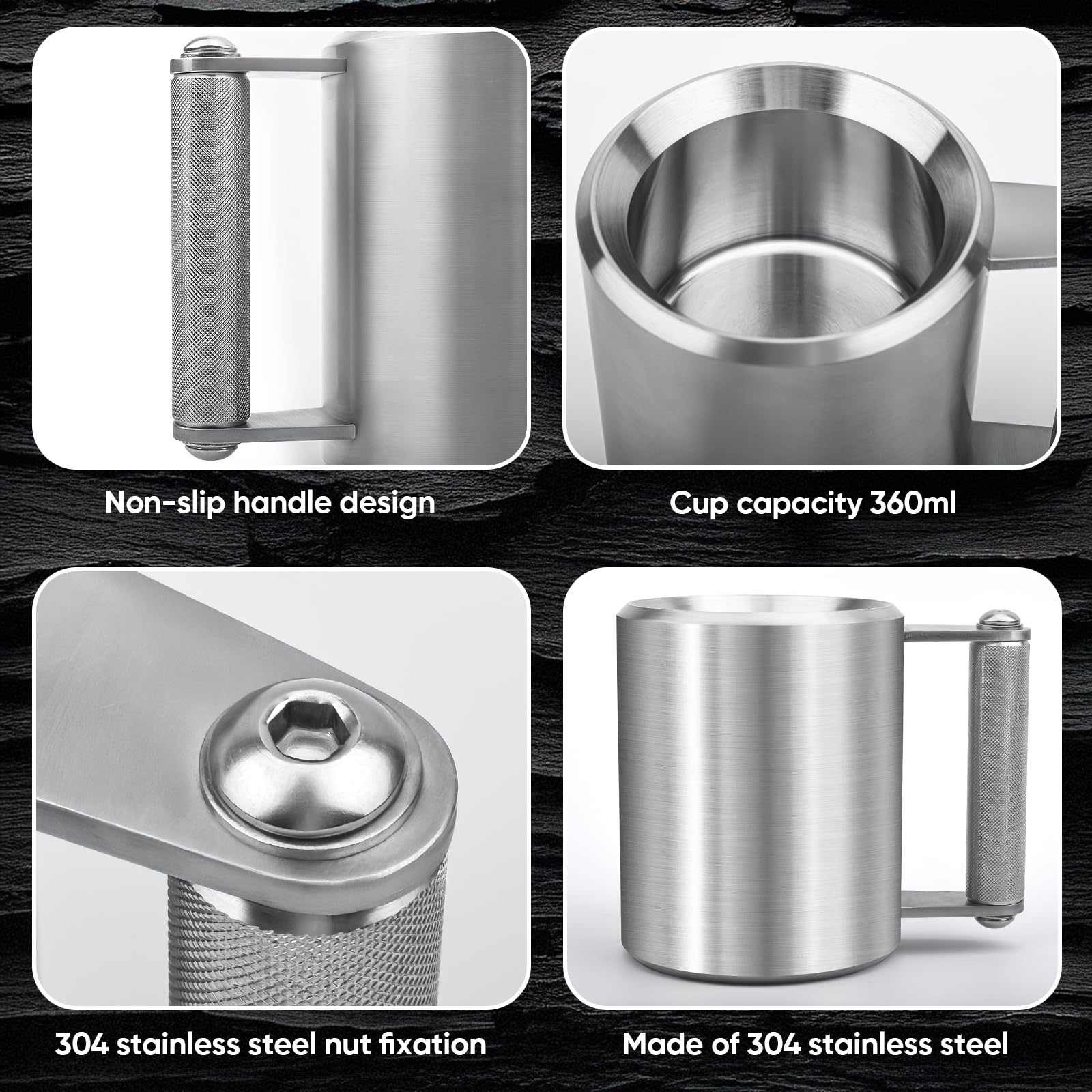 Gdsinstna mug 360ml capacity highlights a large mug suitable for beverages at the gym.