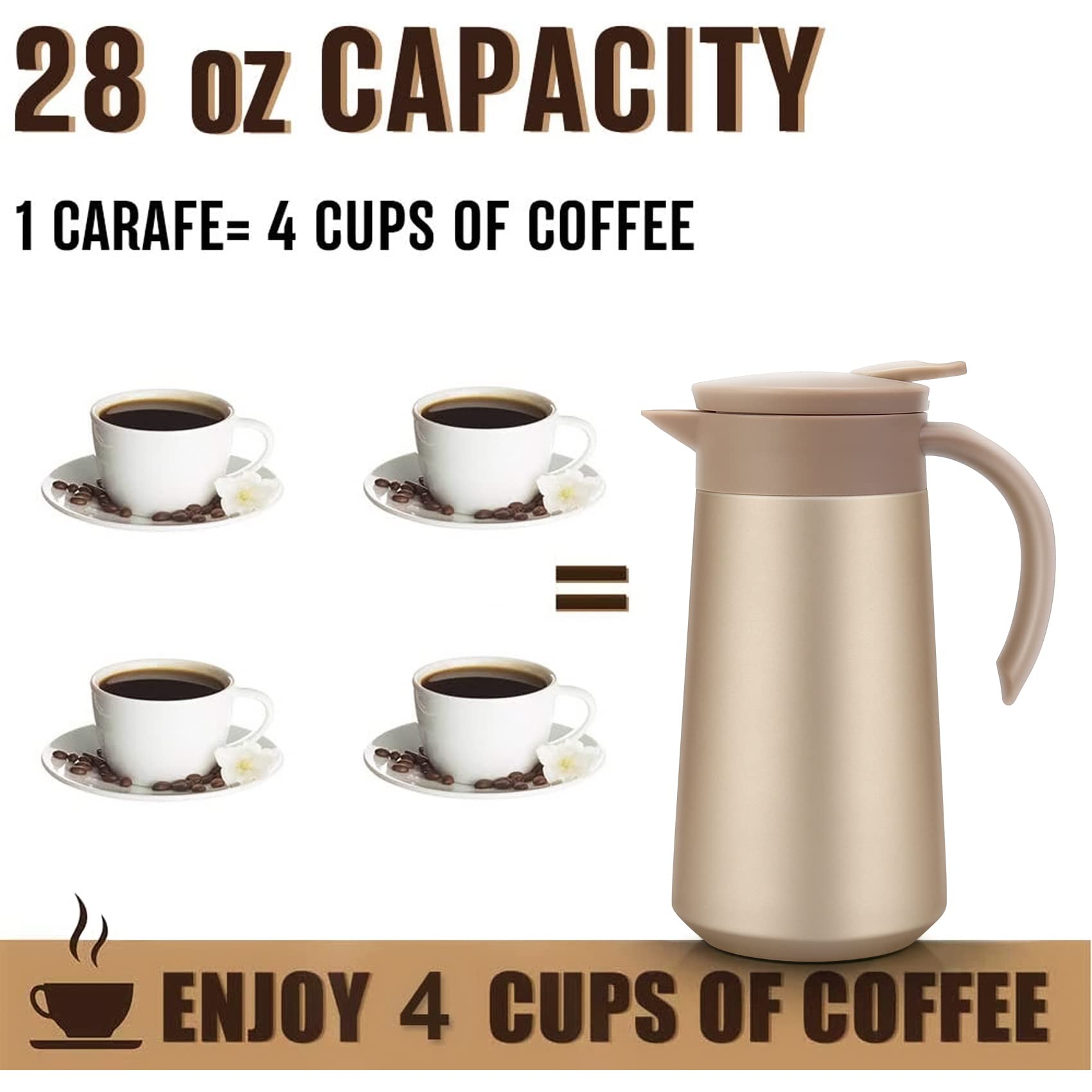 GearRoot stainless-steel carafe surfaces resist stains for easy cleaning.