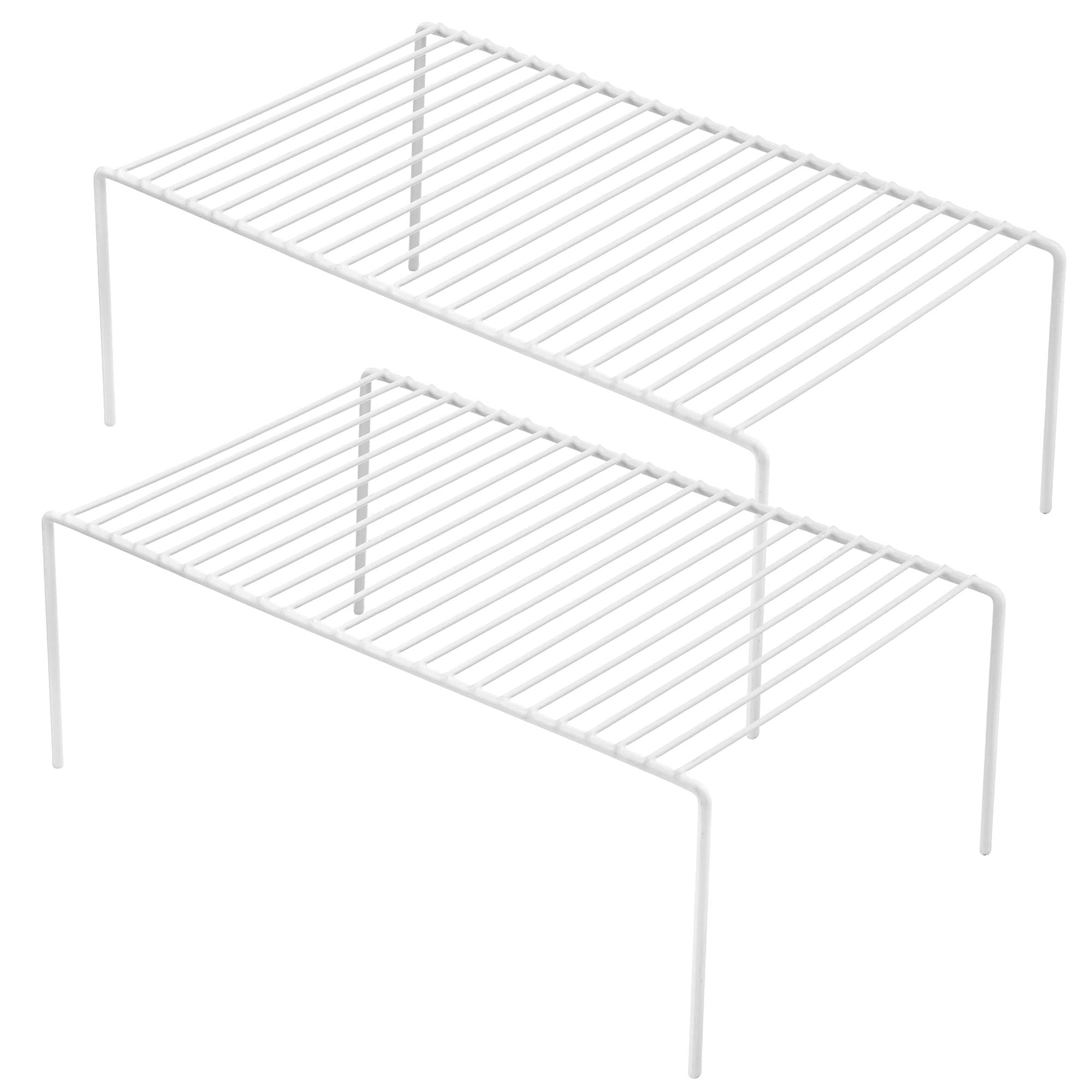 GEDLIRE two-pack kitchen shelf organizers in white for organized cabinets.