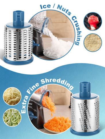 Geedel 5-in-1 blade set enables versatile slicing and shredding.