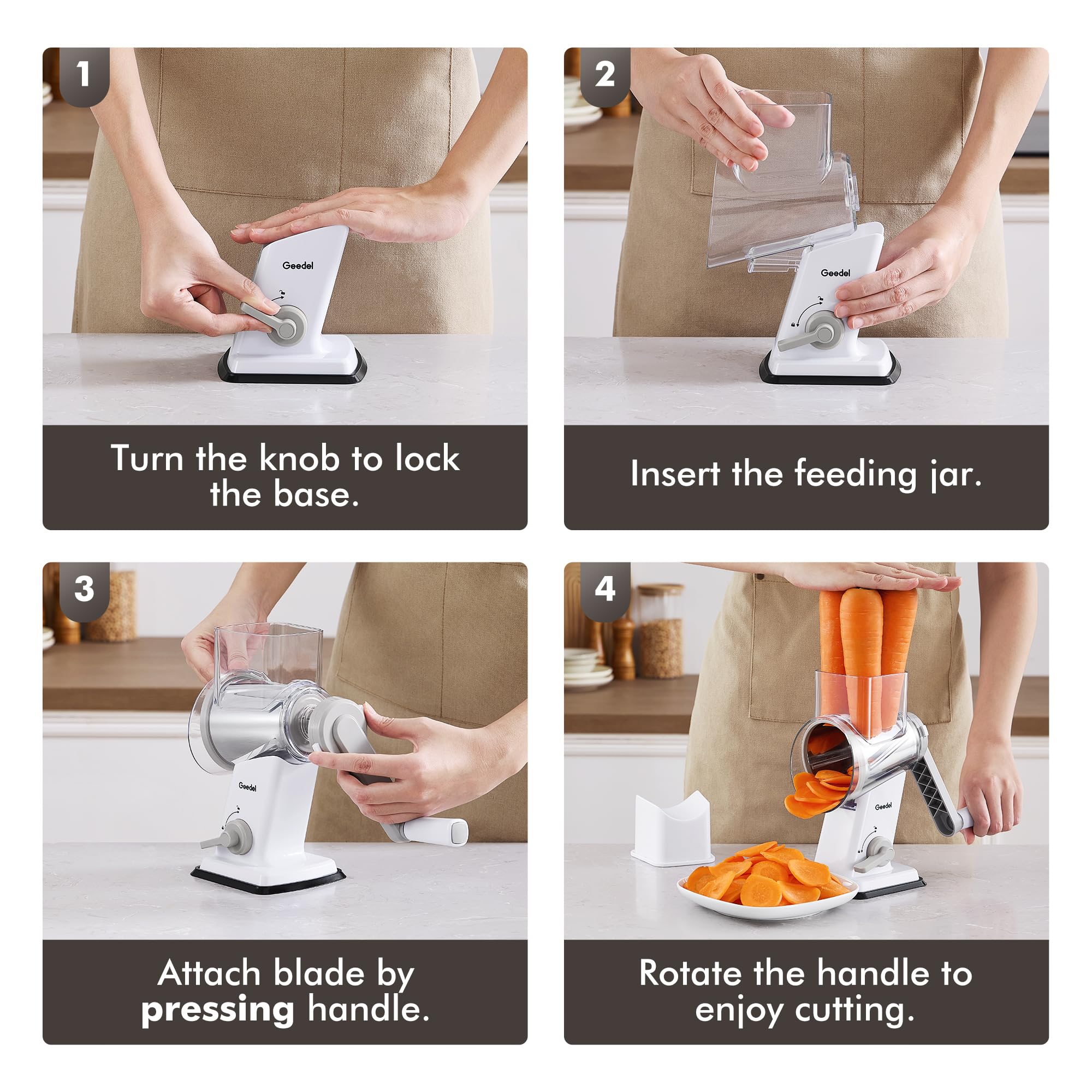 Geedel food-grade BPA-free body ensures safe handling during grating tasks