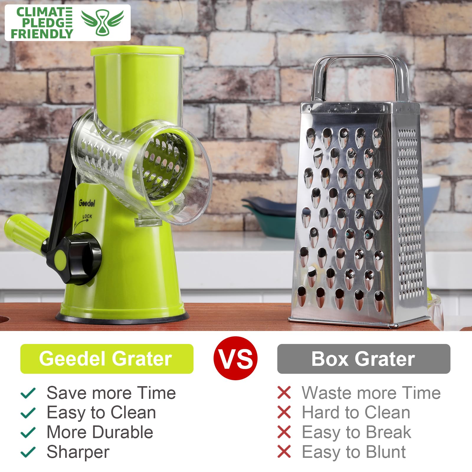 Geedel cheese grater blade close-up showing stainless steel blades stay sharp.