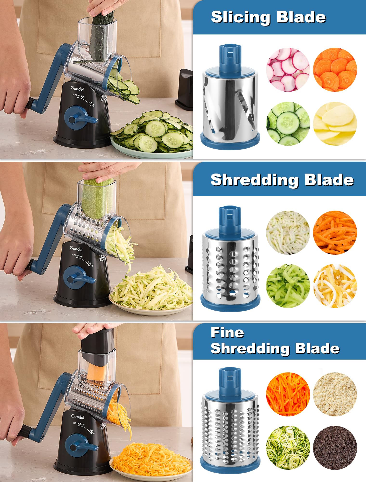 Geedel crushing blade for coarser textures on toppings.