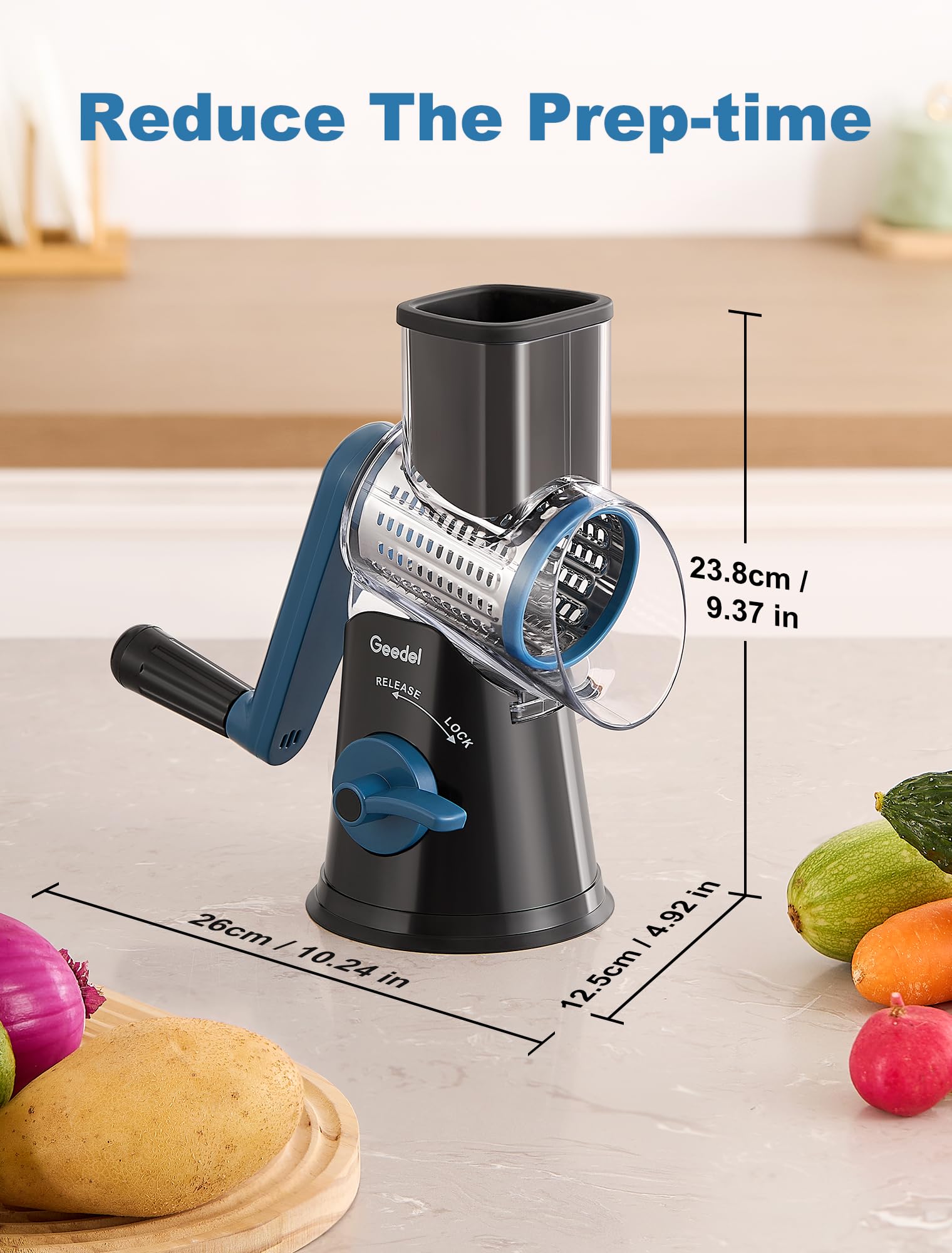 Geedel extra fine blade for delicate garnishes and fine shredding.