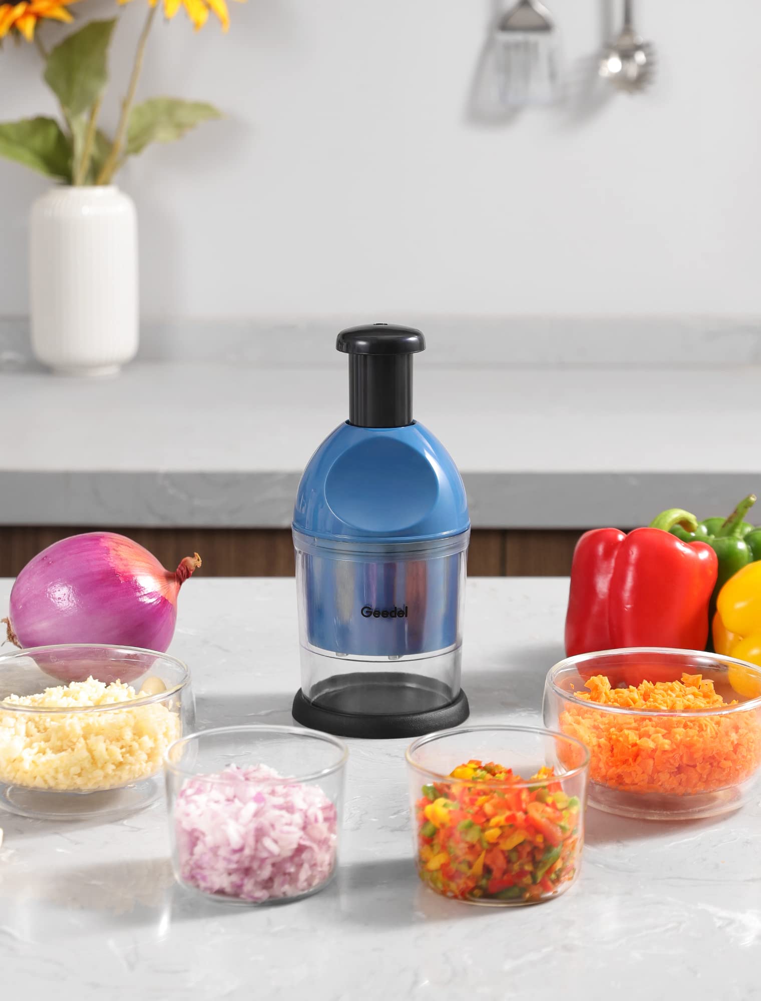 Geedel Food Chopper compact storage fits in small kitchens