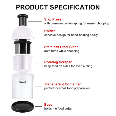 Geedel Food Chopper features an easy-clean design for quick rinsing.
