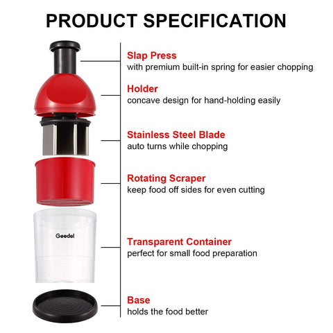 Geedel Food Chopper disassembled for easy cleaning and drying