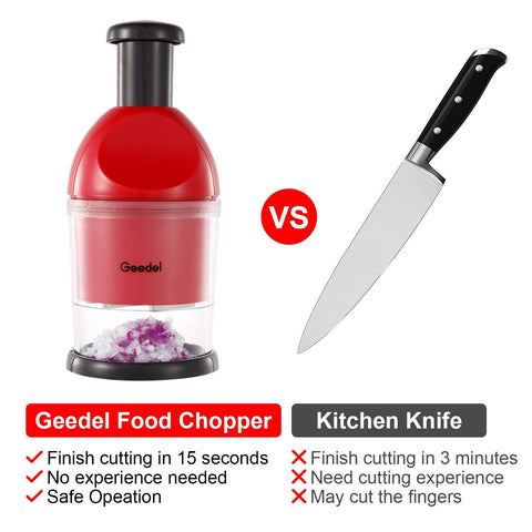 Geedel Food Chopper slicing nuts evenly for toppings