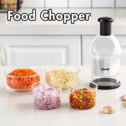 Geedel Food Chopper is dishwasher safe for top rack cleaning.