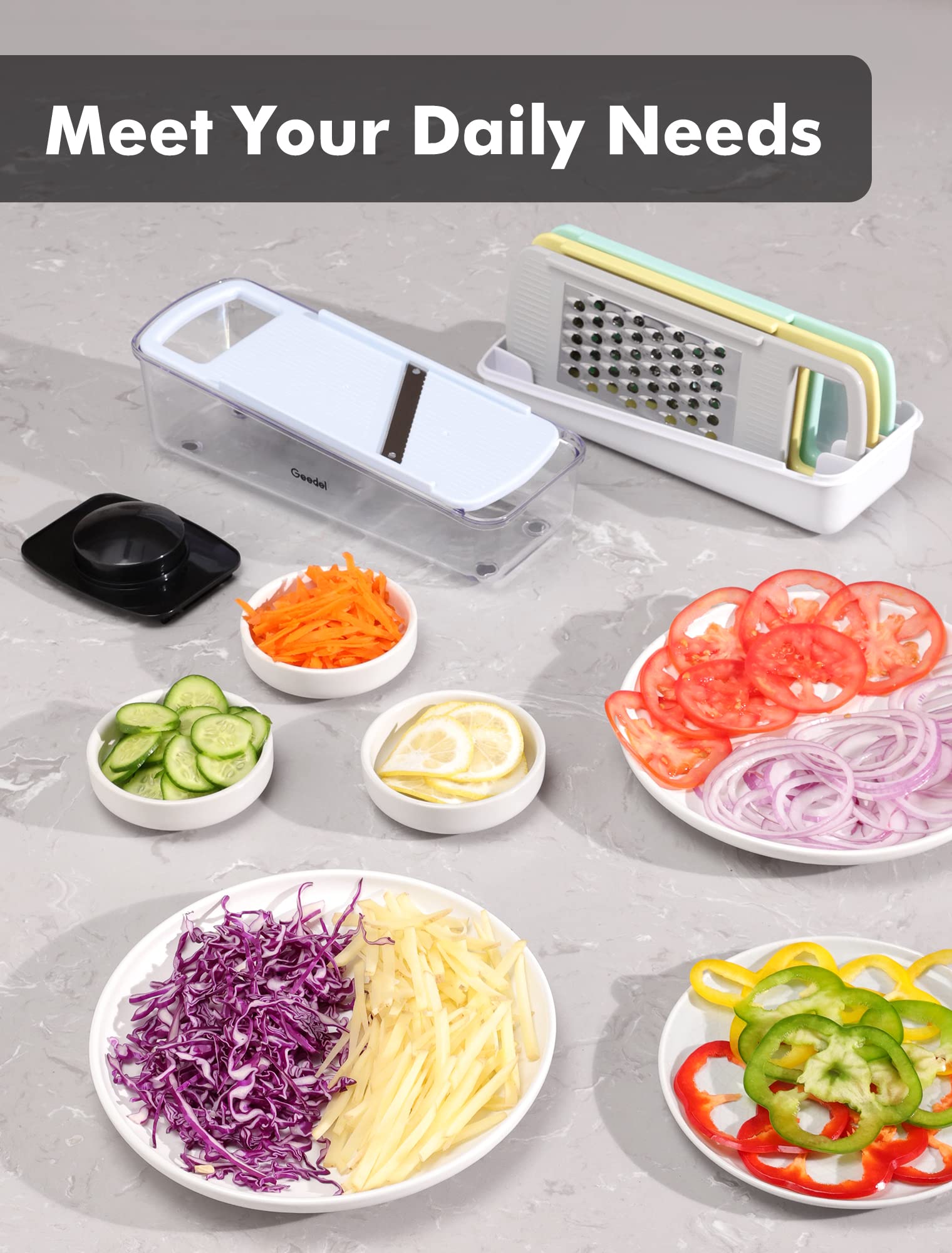 Geedel mandoline slicer easy cleaning top rack dishwasher safe
