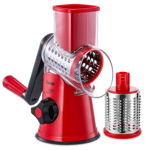 Geedel Rotary Cheese Grater base shown for smooth shredding.
