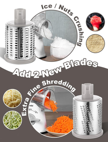 Geedel rotary cheese grater blades set offers versatile options for cheese and vegetables