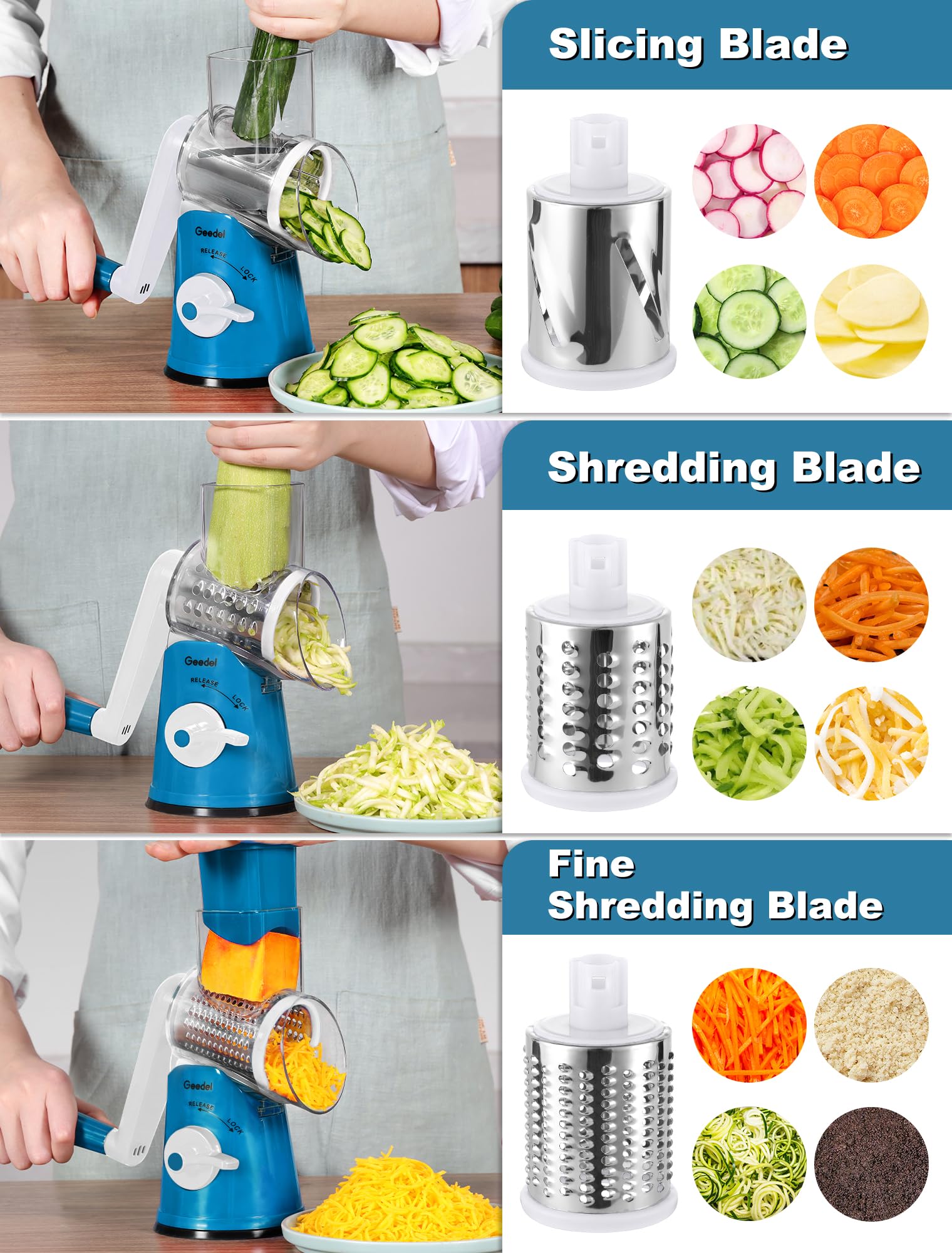 Geedel crushing blade provides textured nut crushing capabilities.