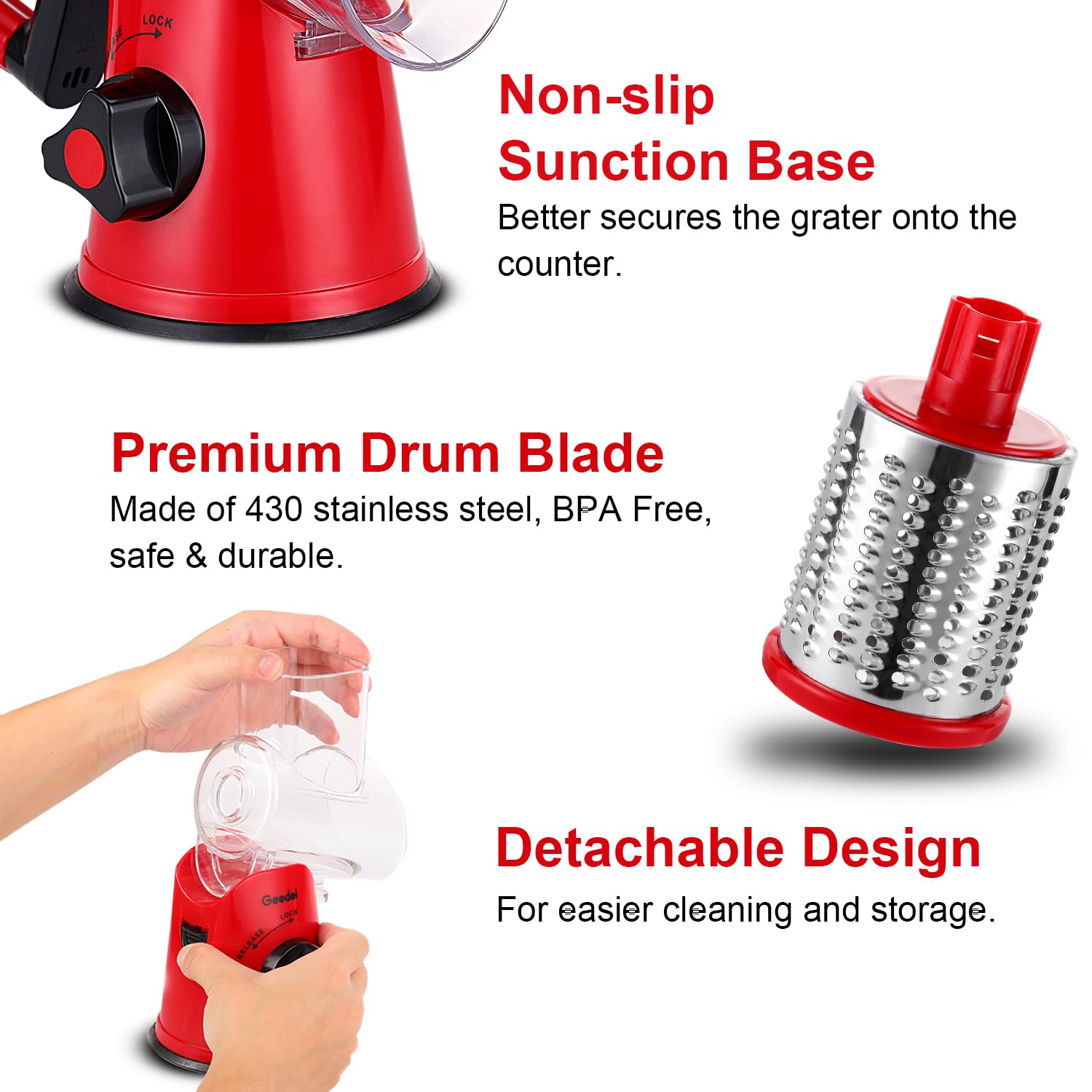 Geedel top-rack dishwasher safe for easy cleaning