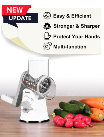 Geedel extra-fine blade creates delicate shreds for toppings