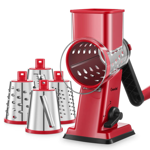 Geedel rotary cheese grater front view for effortless shredding