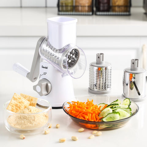 Geedel grater handles nuts like almonds and cookies for toppings.
