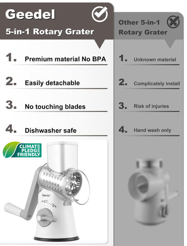 Geedel rotary cheese grater with strong suction base for stable operation