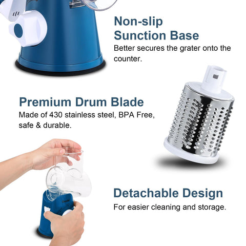 Geedel suction base anchors the unit on smooth counters