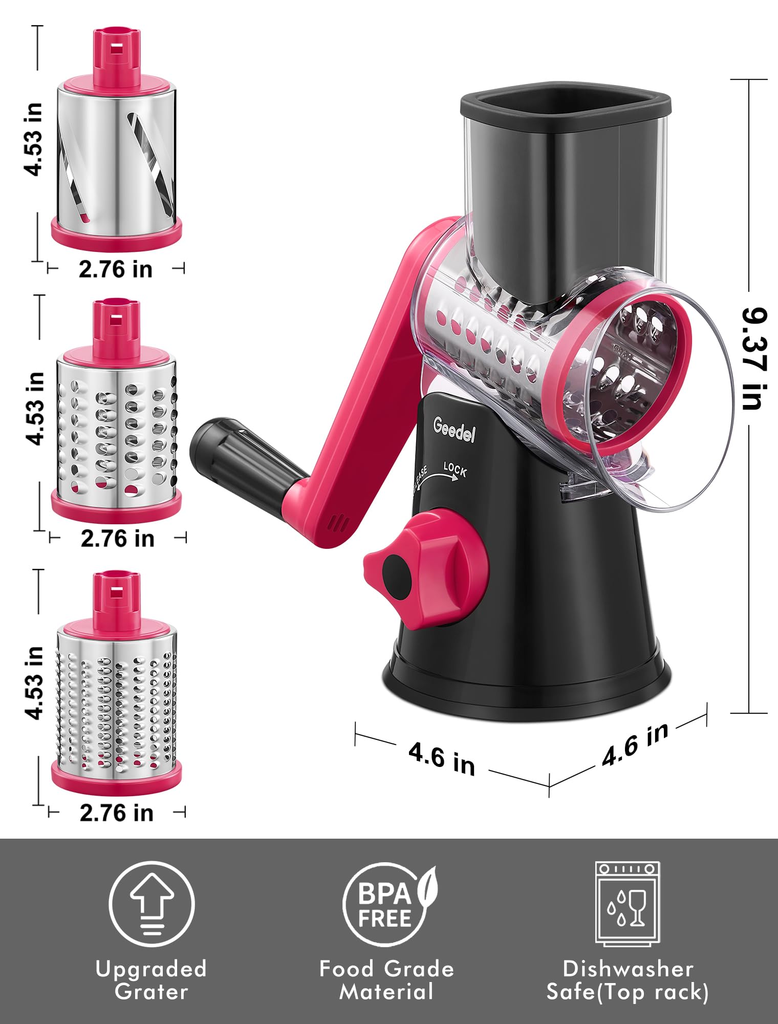 Geedel top-rack dishwasher safe parts for easy cleanup.