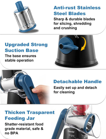 Geedel z shaped handle reduces effort during rotations.