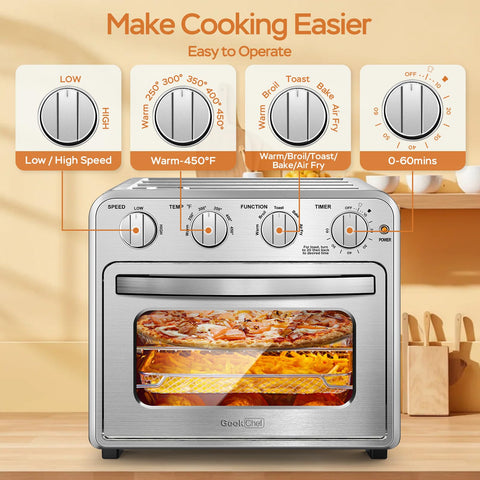 Geek Chef three rack positions ensure even cooking across levels.
