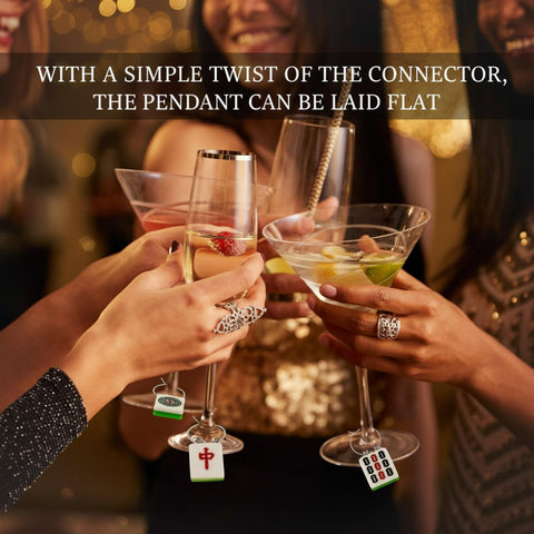 Geelin Mahjong wine charms dimensions fit most stemware securely.